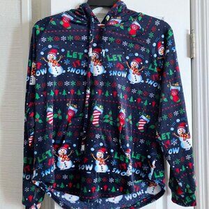 Plush Christmas Pullover Hoodie "Let it Snow", - Size XL